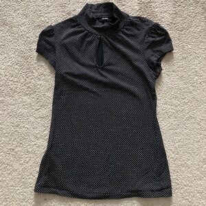 Women’s Small Express Mock Turtleneck Keyhole Polka Dot Blouse